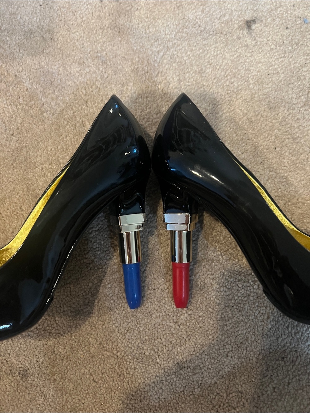 Alberto Guardian Black Patent Pump with Red & Blue Accent Heels 6 BNIB LUXURY - Picture 8 of 9